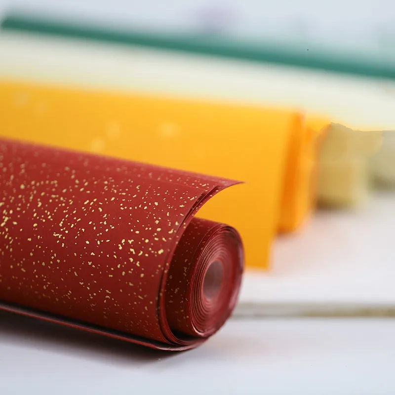 Chinese Handmade Batik Gold Foils Half Ripe Xuan Paper Small Regular Script Brush Pen Calligraphy Rice Paper Apple Para Dibujar