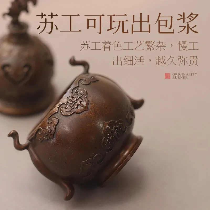 Copper gourd incense burner pure copper creative aromatherapy burner  incense agarwood plate incense tea ceremony gift