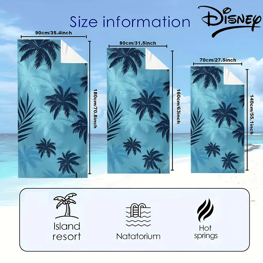 Unisex Quick Dry Microfiber Beach Towel Cartoon Turquoise Palms Design for Swimming Surfing Camping - Bath Towel Holiday Essenti view 3