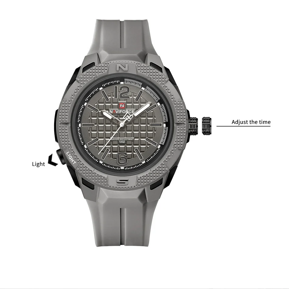 Novo naviforce masculino quartzo relógios de pulso relógio esportivo 5atm à prova dwaterproof água moda cronógrafo tpu straprelogio masculino presentes