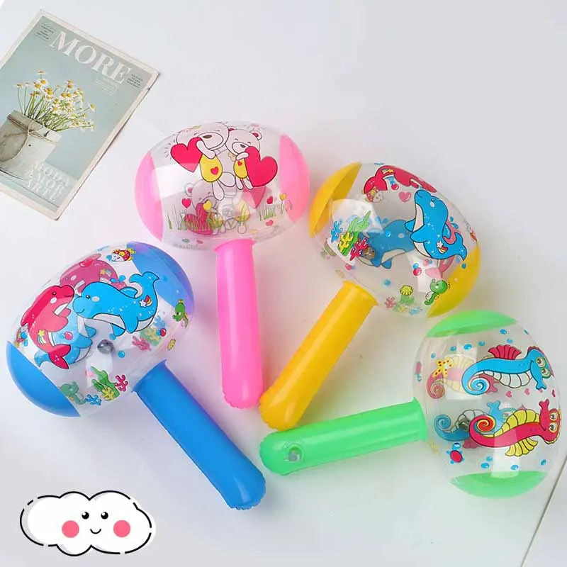 5Pcs Cartoon Inflatable Hammer Toys Small With Bell Inflatable Hammer Toys Children Interactive Game Small Hammer Toys