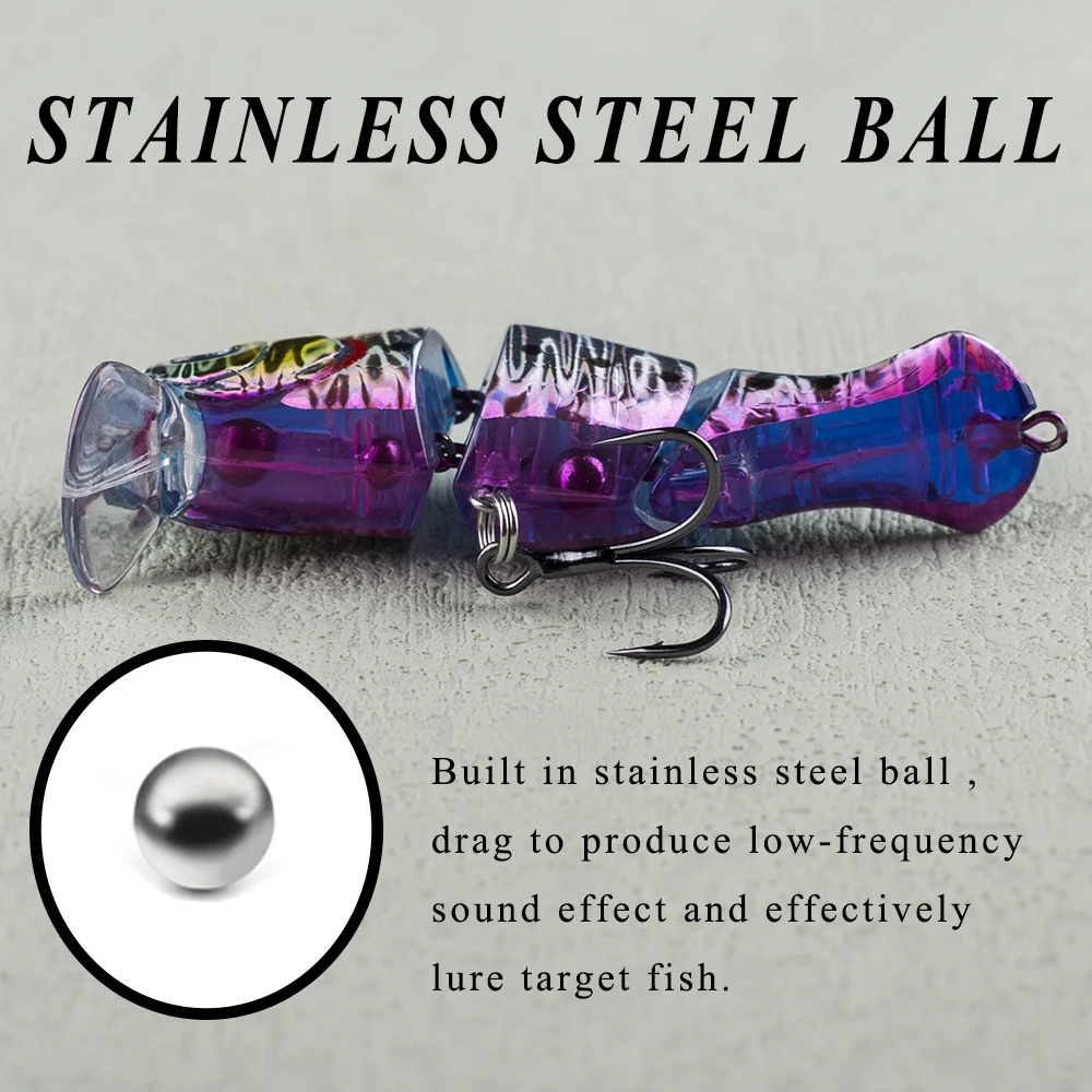 Chans Huang 7,5 cm 10,2g/2,95 Zoll 0,36 Unzen schwimmender Vib Swimbait 2 Gelenke Bass Barsch Forelle Angeln lockt künstlichen Segment Köder – Detail 11