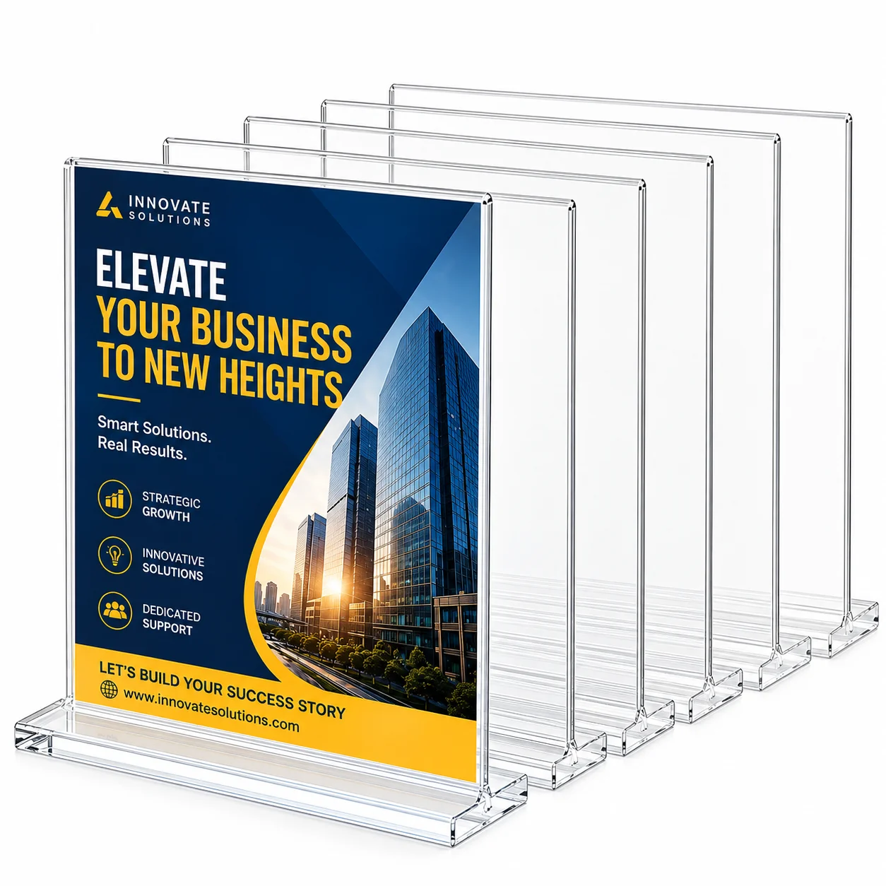 6 Pack 8.5 x 11 Clear Acrylic Sign Holders, T-Shaped Double-Sided Tabletop Menu Display Stands for Office, Store & Events