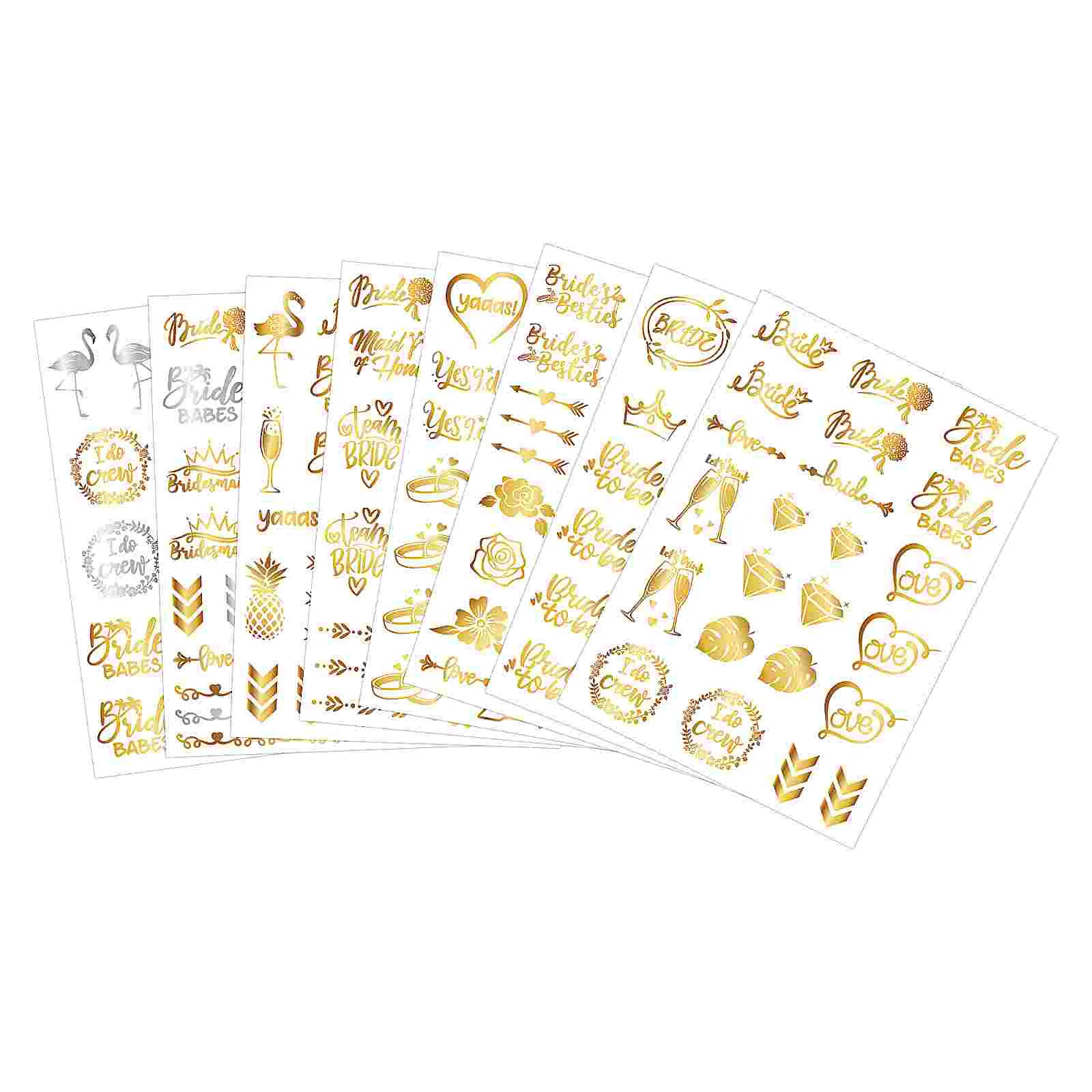 Bride Tribe Temporary Tattoos Bachelorette Party Naughty Gold Metallic Stickers Body Girl