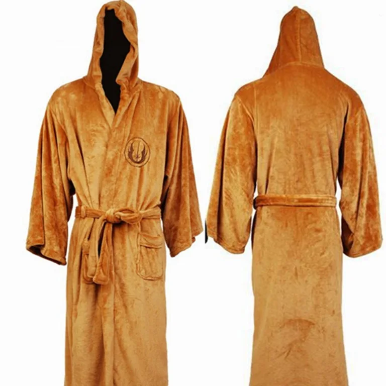 Men's Hooded Flannel Robe, Thick Star Dressing Gown, Jedi Empire, Men's Bathrobe, Long Robe, Homewear, Winter