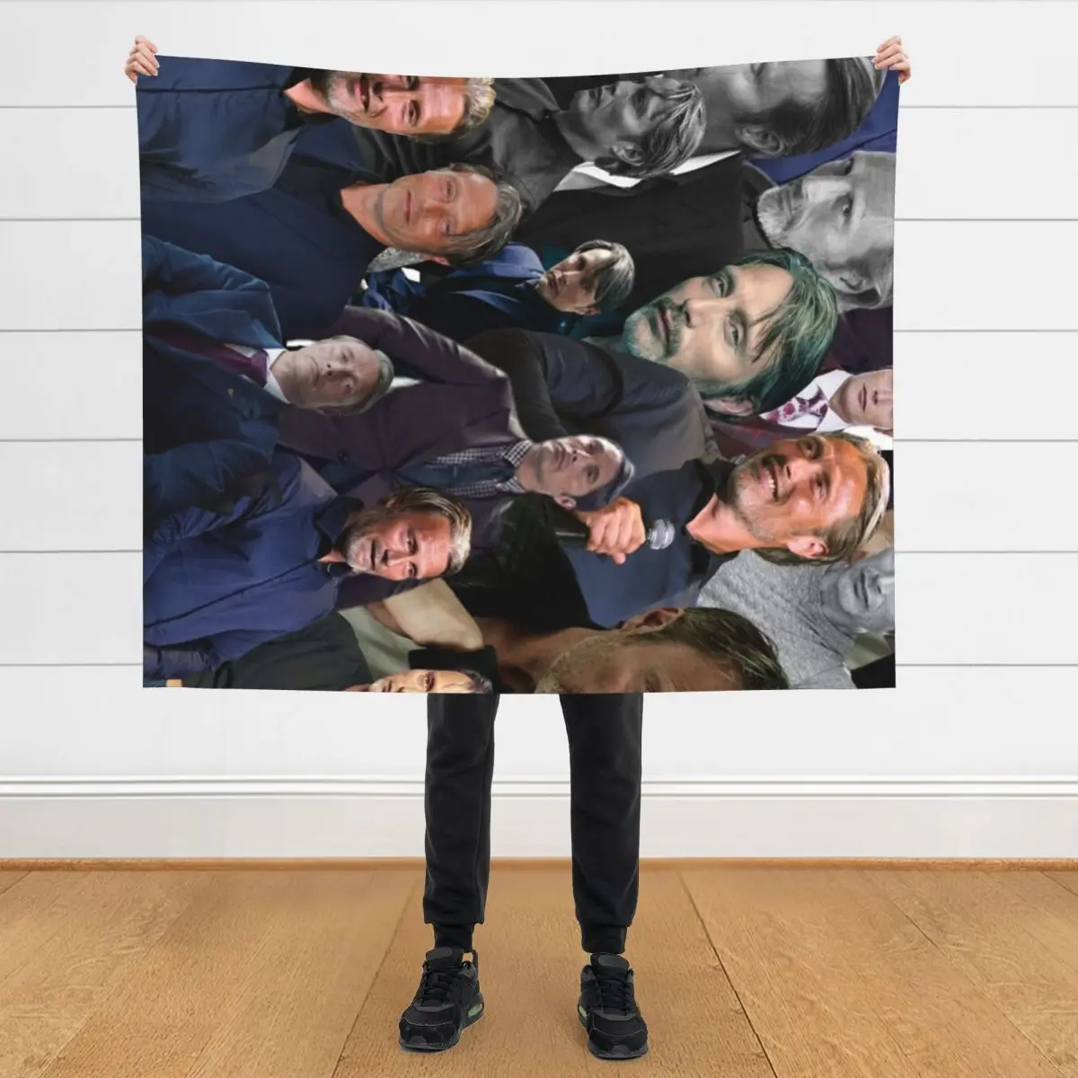 

mads mikkelsen photo collage Throw Blanket Large Loose Soft Beds Blankets