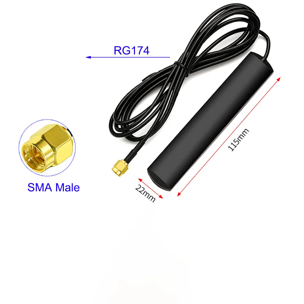 Antena 8dBi o wysokim zysku, pełnozakresowa 4G 3G GSM, kabel RG174, złącze SMA męskie, do routera, modemu, wzmacniacza sygnału, miedziany pręt. — zdjęcie produktu 5