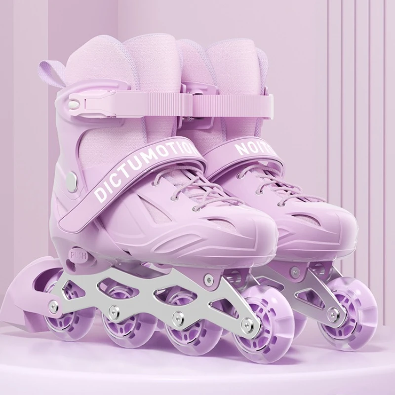 أطفال حذاء تزلج بعجلات للمبتدئين شفرات دوارة قابلة للتعديل للبنين بنات سن 6-12 مستوى الدخول أحذية التزلج في الهواء الطلق المهنية