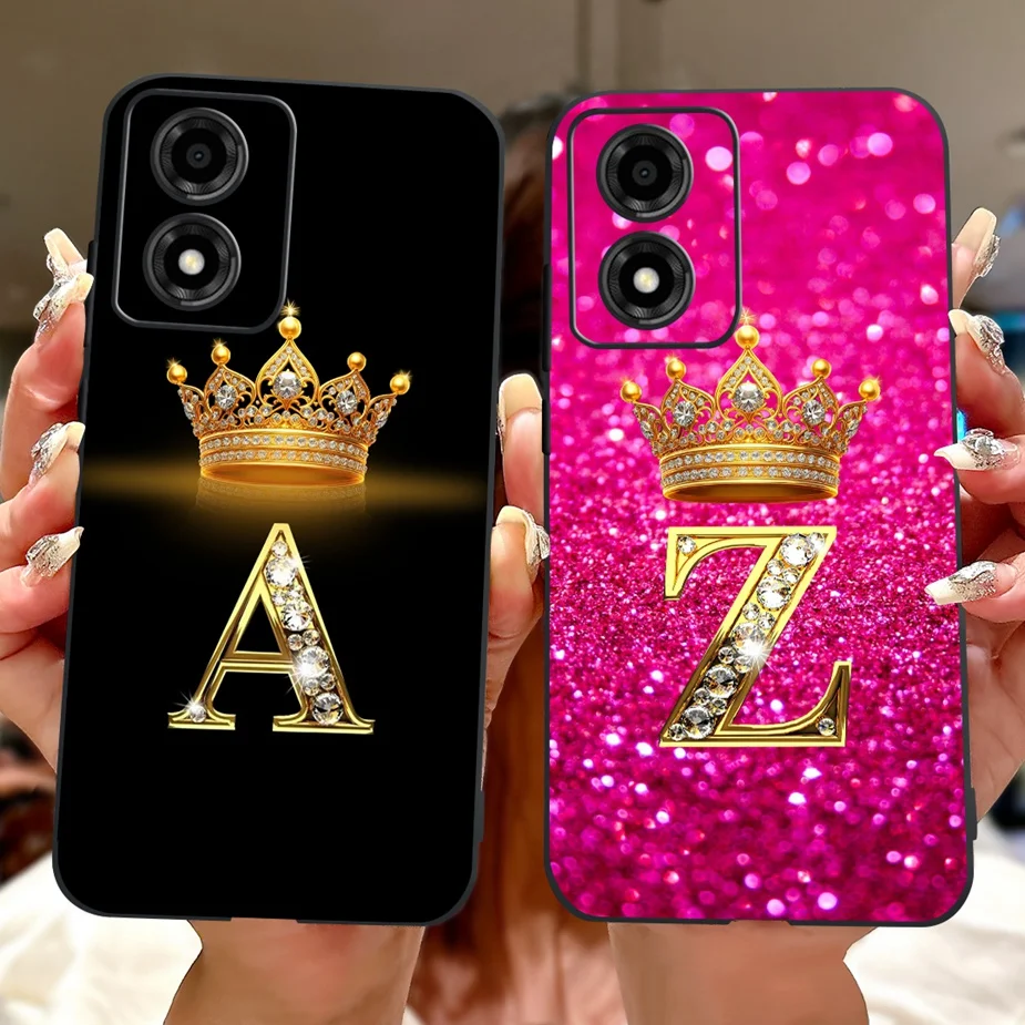 For Motorola Moto E14 Case New Crown Letters Cover 6.56'' Shockproof Soft TPU Phone Case For Moto E14 E 14 MotoE14 Fundas Bumper