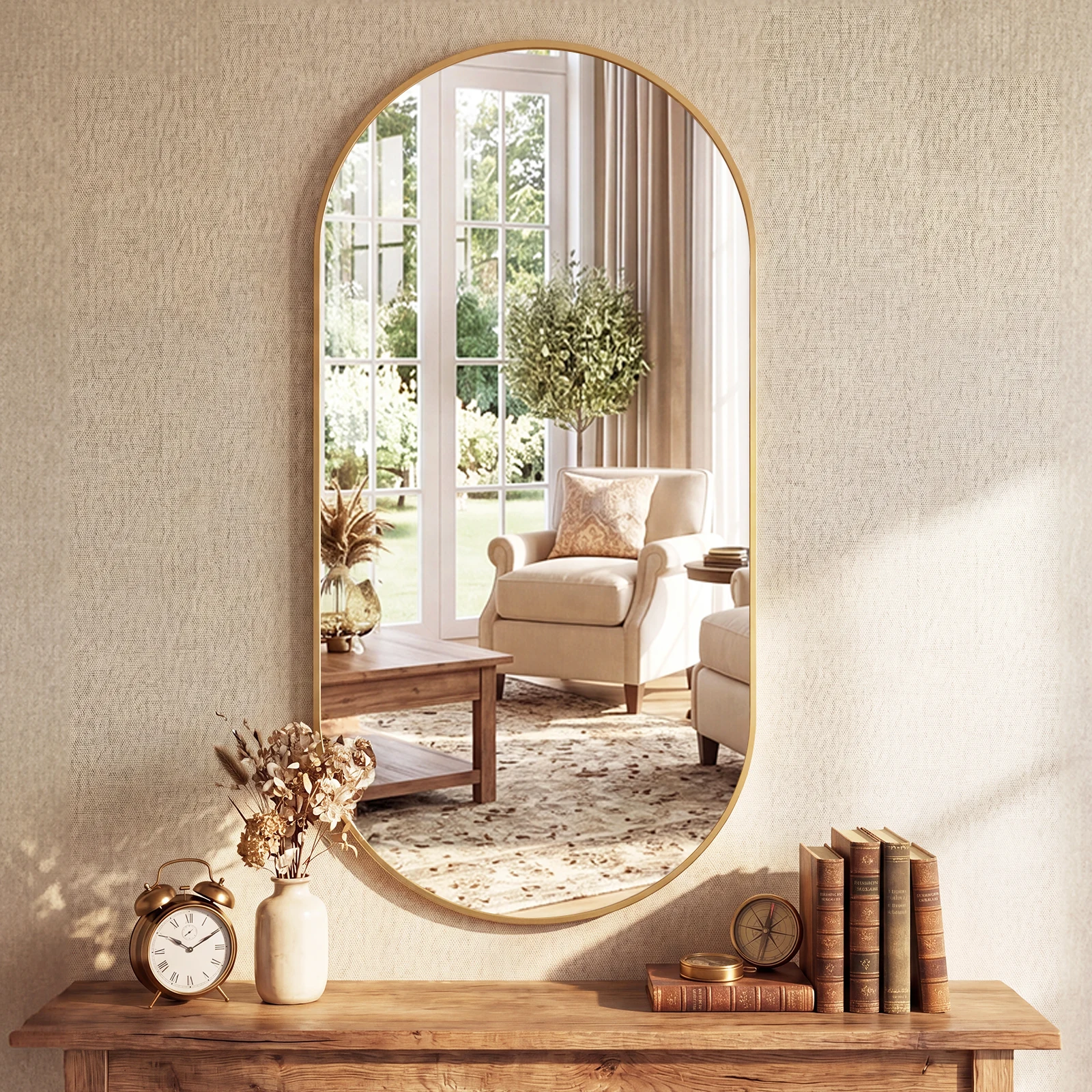 Mirror above vanity