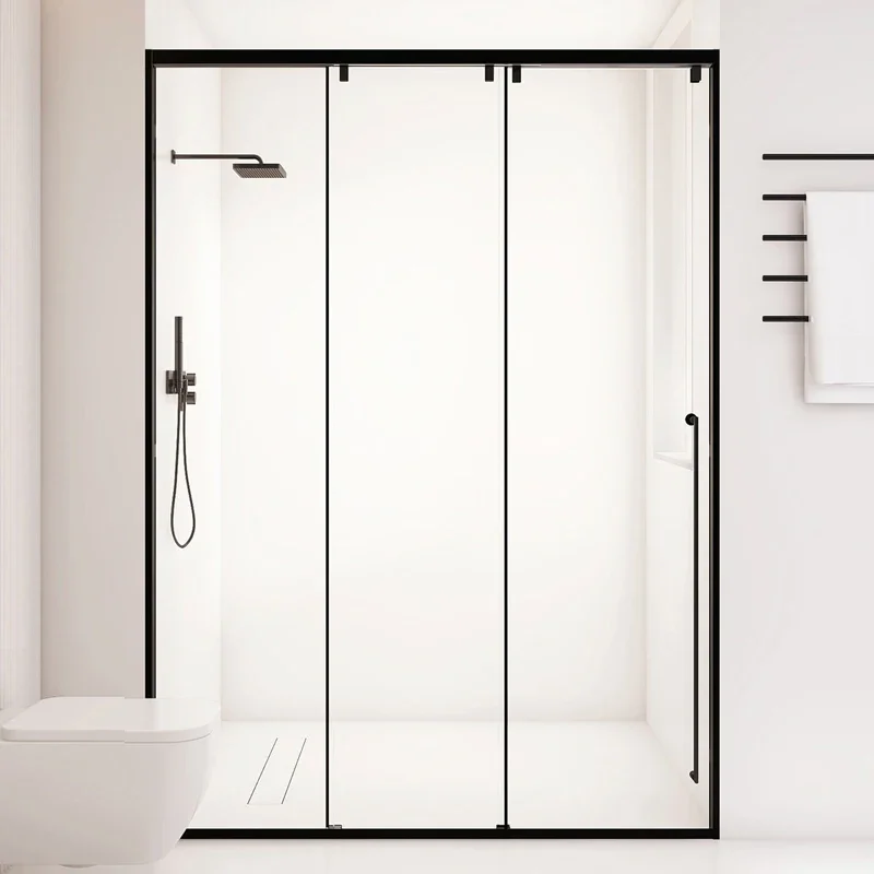 New Stock In USA New Product Tempered Glass Frameless Stainless Steel Handle Sliding Shower Door