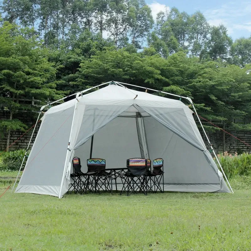 Outdoor automatic vinyl sunscreen awning 8-10 people rainproof mosquito proof living room net camping pergola canopy tent