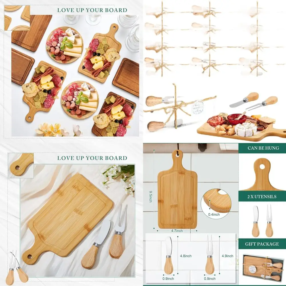 

Набор бамбуковых досок для детского душа с ножами, вилками и бирками «спасибо» для гостей