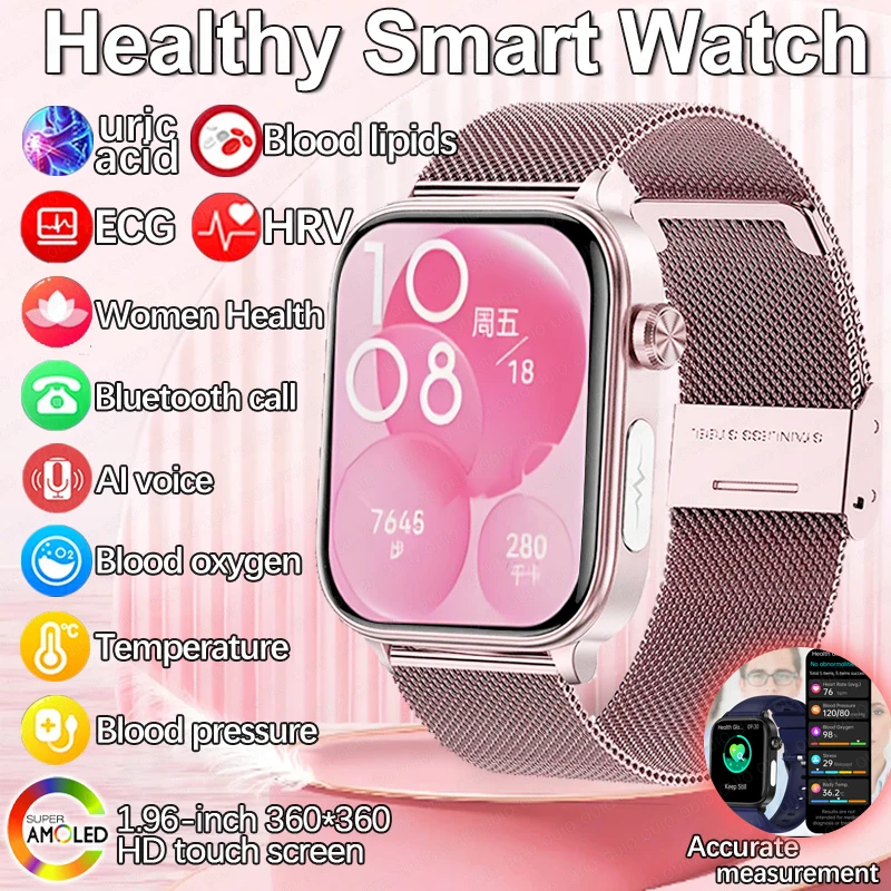 

2025 Новые Смарт-часы для здоровья ЭКГ Липиды в крови Мочевая кислота Кислород в крови Температура сердечного ритма Спорт BT Вызов Здоровье Смарт-часы