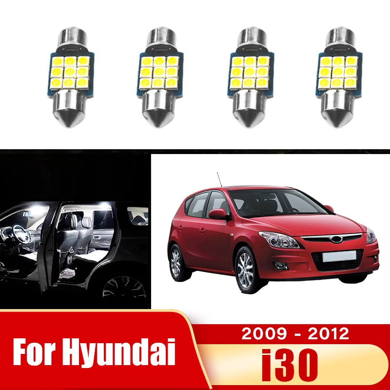 

4pcs Kit Error Free 12V Car LED Bulbs For Hyundai I30 2009 2010 2011 2012 FD Interior Dome Reading Lamps Trunk Light Accessories