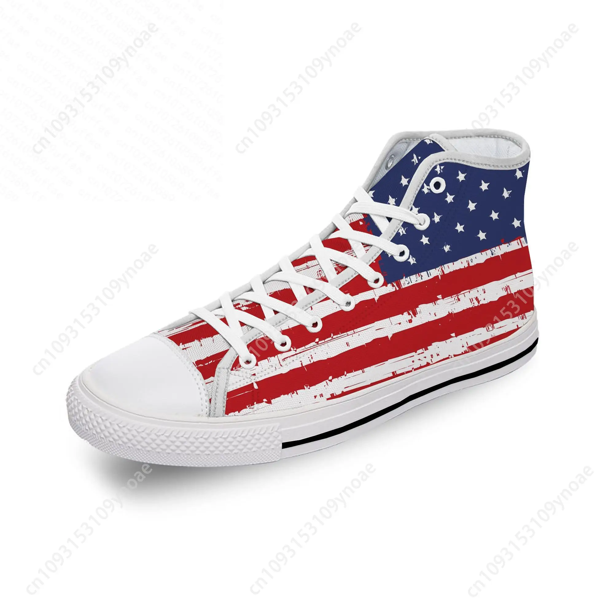 

Vintage American Flag High Top Sneakers Mens Womens Teenager Casual Shoes Canvas Running Shoes Breathable Lightweight White shoe