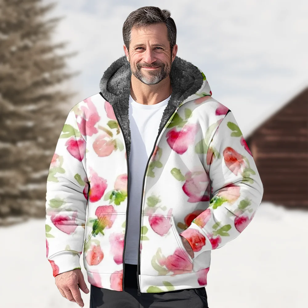 Casacos de jaquetas de inverno masculinos, roupas de algodão com padrão floral sobretudo à prova de vento vitalidade jovem CAMPUS