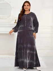 2024 Dubai Kalkoen Moslim Vrouwen Abaya Jurk Kaftan Feest Avond Luxe Fluwelen Gewaad Jelaba Femme Musulman Dames Islamitische Kleding