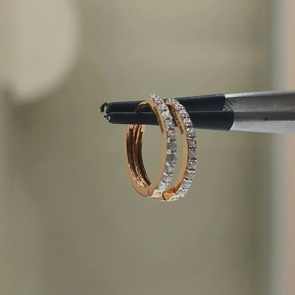 

Lab Grown Diamond Earrings | 14K Gold 12MM Diamond Hoop Earrings | Elegant Dangle Hoops | Pair Earrings | No IGI certificate