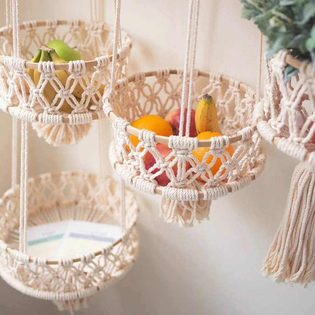 

Hanging Cotton Rope Basket Simple Meticulous Design for Reducing Storage Space in Bedroom Hotel Decor Storage Basket