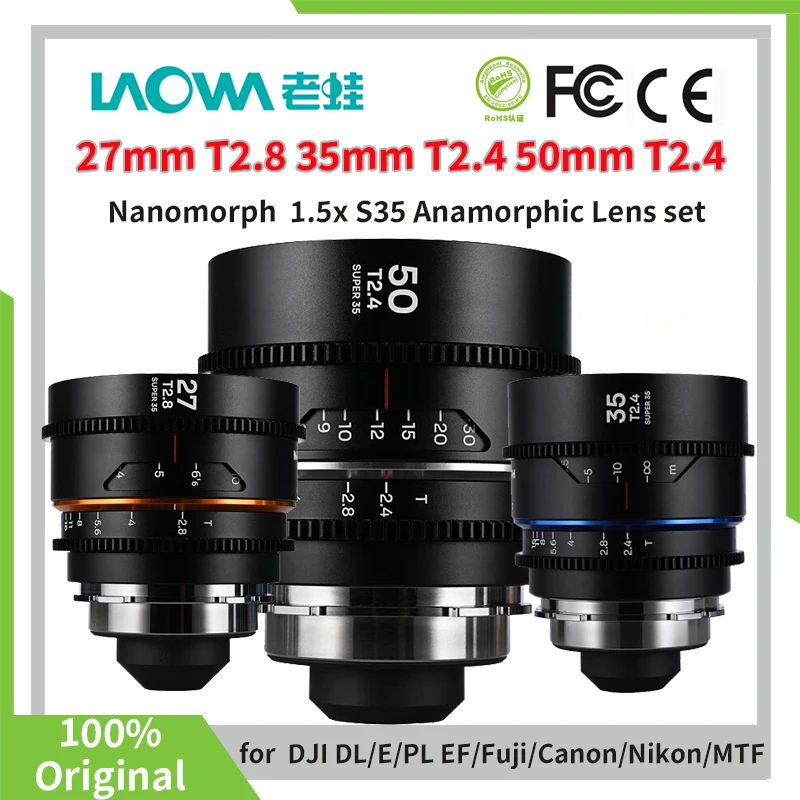 

Venus Optics Laowa Nanomorph 27mm T2.8 35mm 50mm T2.4 1.5x S35 Anamorphic Lens for ARRI PL Canon EF Z E X RF L m43