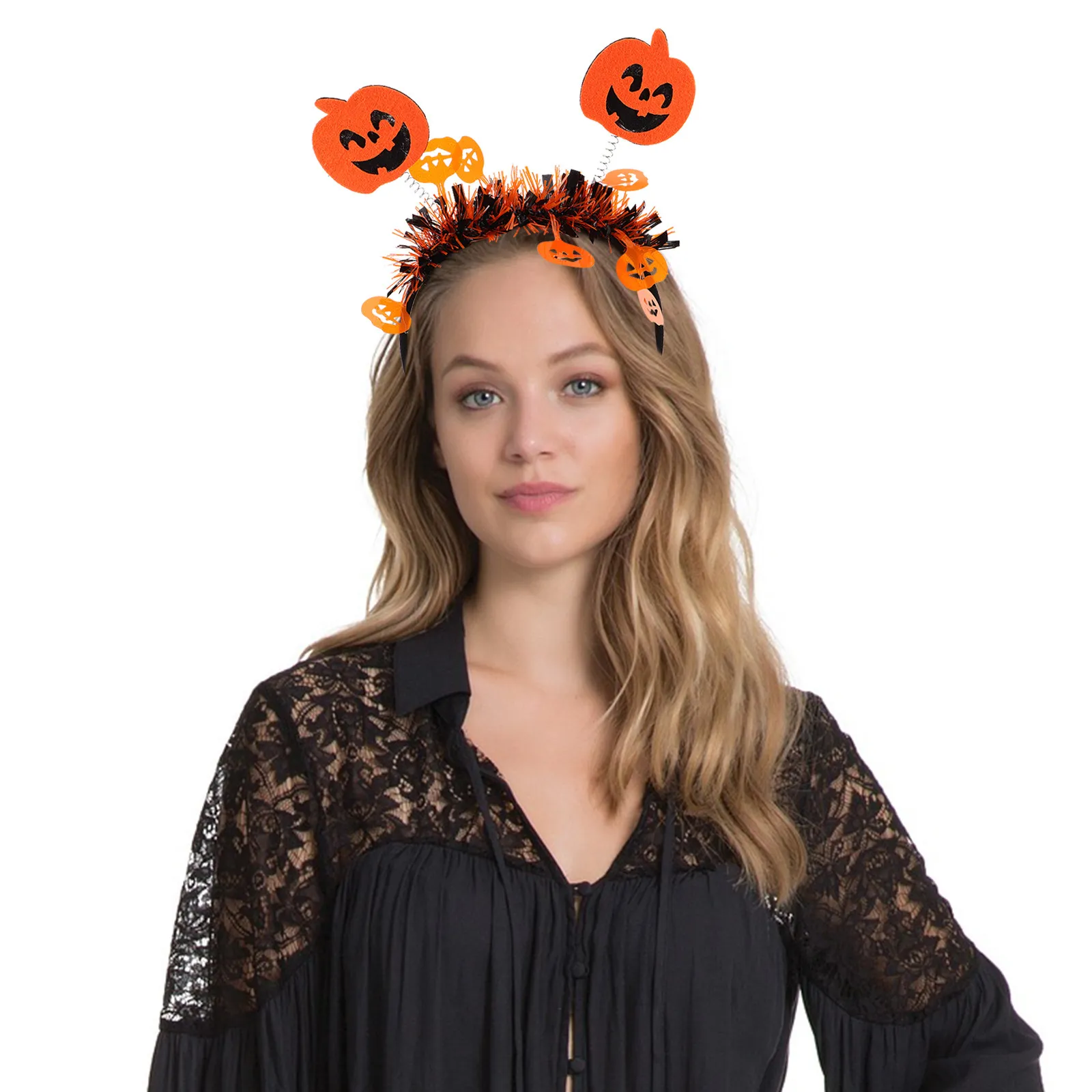 4Pcs Fabric Plastic Pumpkin Hair Hoop Halloween Pumpkin Headband Cosplay Costume Pumpkin Headdress Carnival Dress Up Headwear