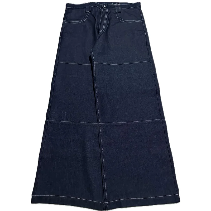 ホワイトドラゴングラフィック印刷芸術的な漢字デザインルーズカジュアルワイドレッグジーンズY2Kヴィンテージ男性女性トレンドファッションストリートウェア