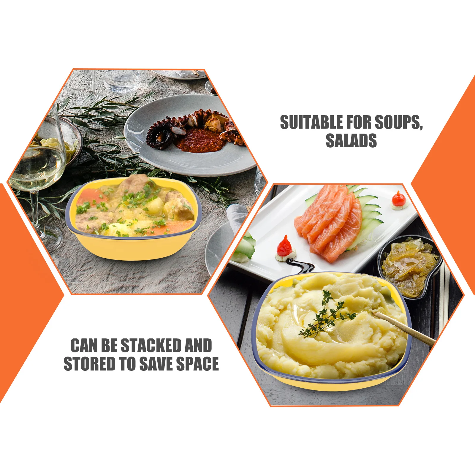 

1pcs Melamine Soup Bowl Heat Resistant Stackable Rice Noodle Cereal Serving Tableware Kitchen Barware Home Restaurant Use