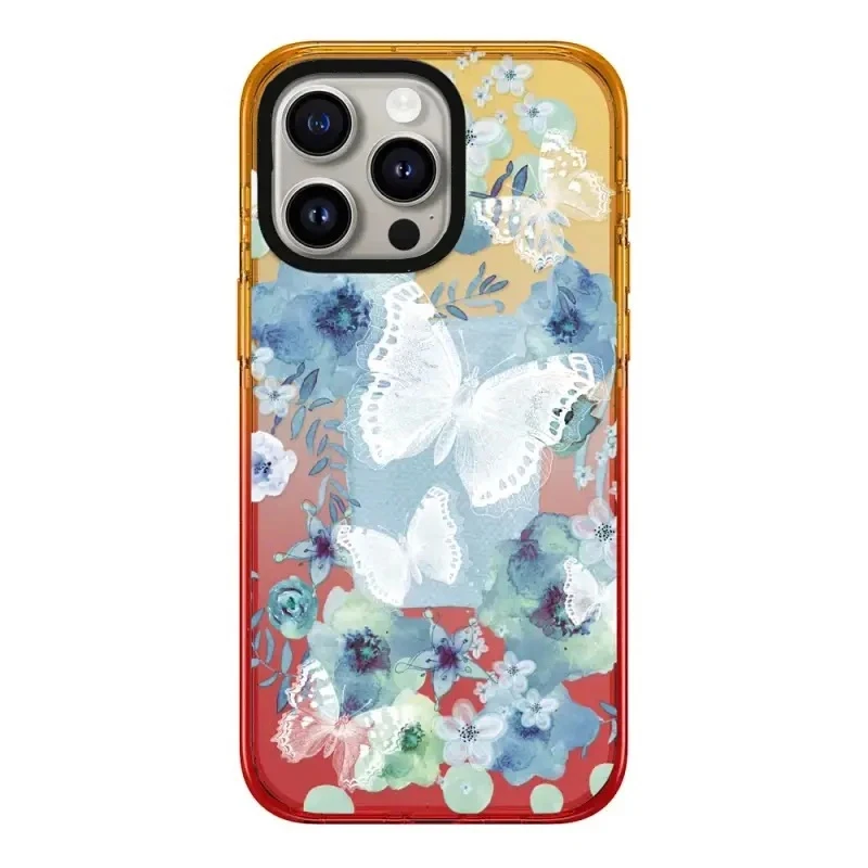 

Colorful Butterfly Peach Gradient Border 2.0 Acrylic Phone Case Cover for IPhone 11 12 13 14 15 Pro Max Case