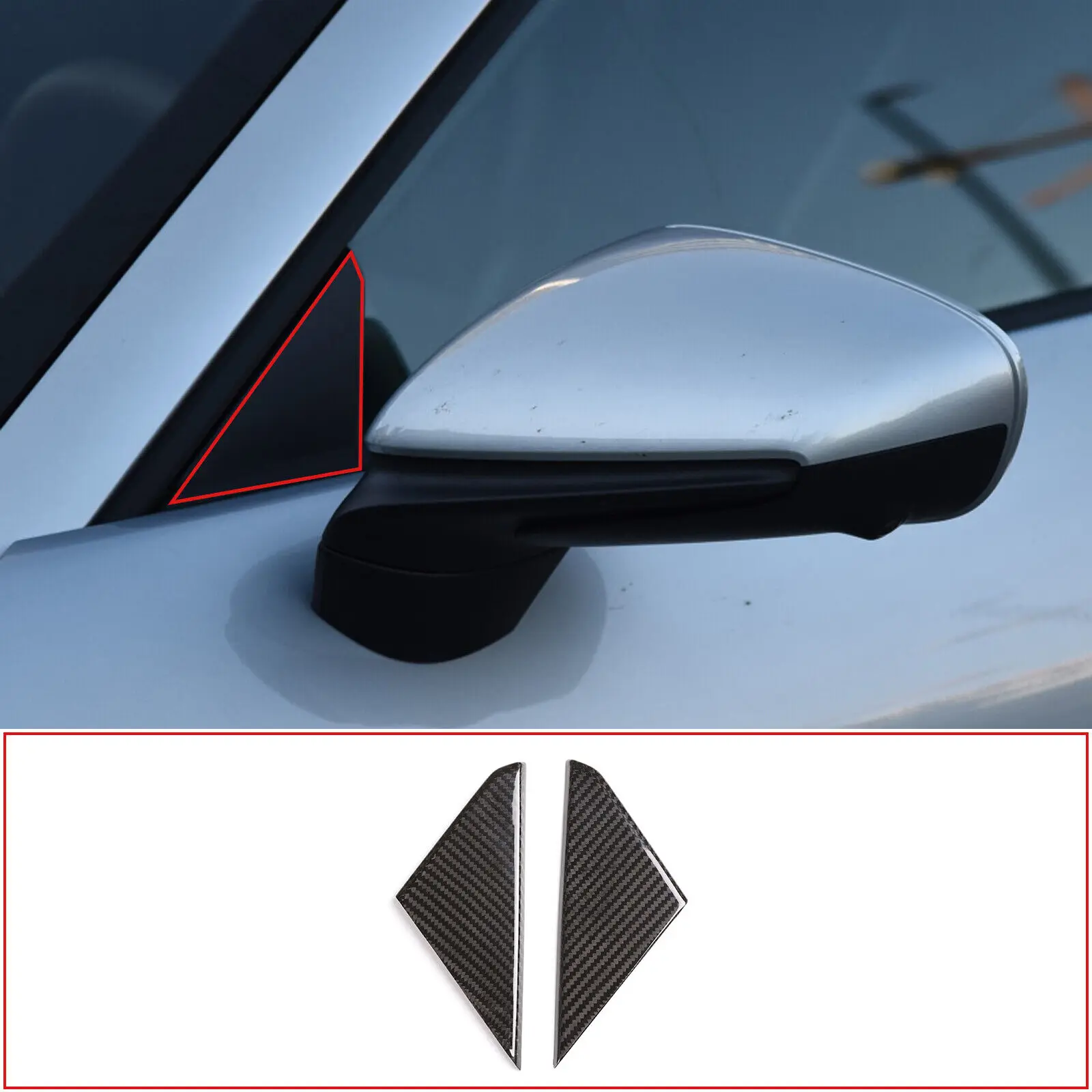 

2PCS Real Carbon Fiber Front A-pillar Triangle Trim Fit For Porsche 911 2019