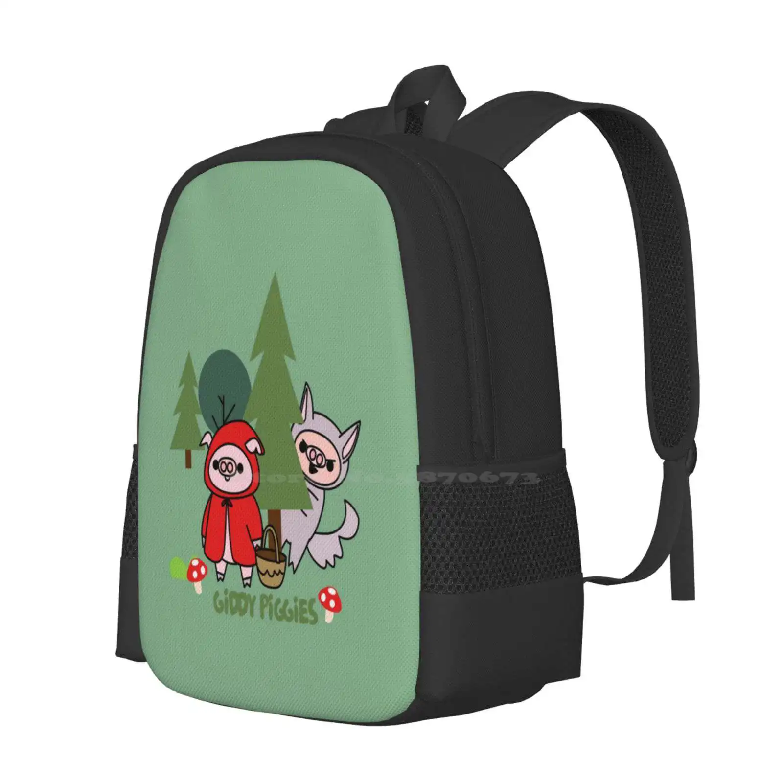 Giddy Piggies Little Red Riding Hood And Wolf Hot Sale Schoolbag Backpack Fashion Bags Red Riding Hood Story Fable Fairytale