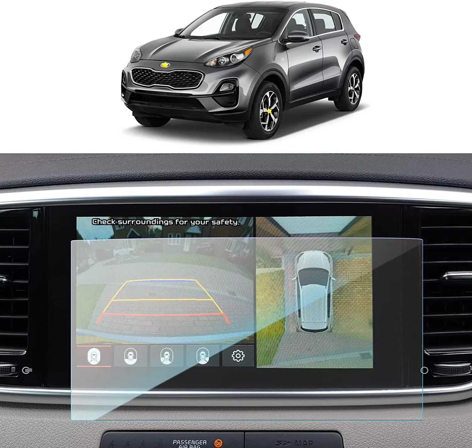 2 Pcs PET film protector For Kia Sportage QLE 2019 2020 2021 2022 2023 8Inch gps Navigation Touch Screen Protective film