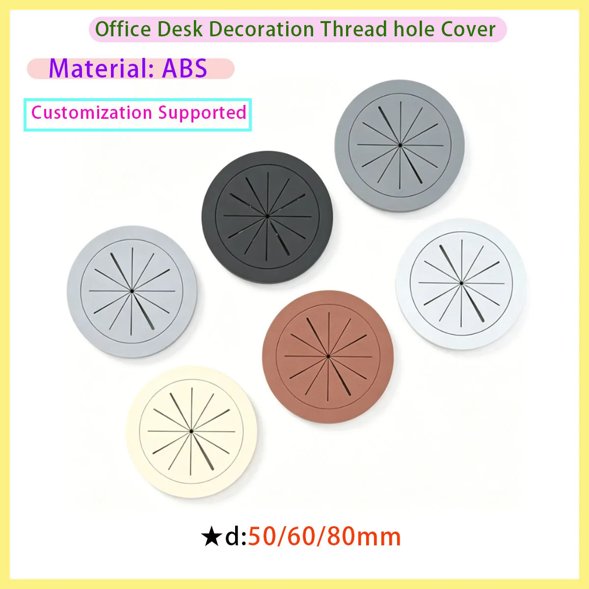 Round Aluminum Dustproof Cable Hole Cover for Desk Wire Management