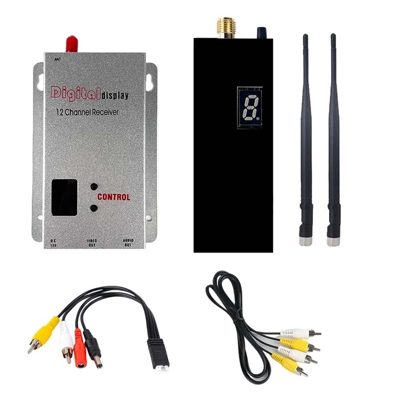 FPV 1.2G 1.5W VTX VRX Kit 8CH 1500Mw FPV Video Transmitter Receiver With Antenna For Long Range FPV RC Drone