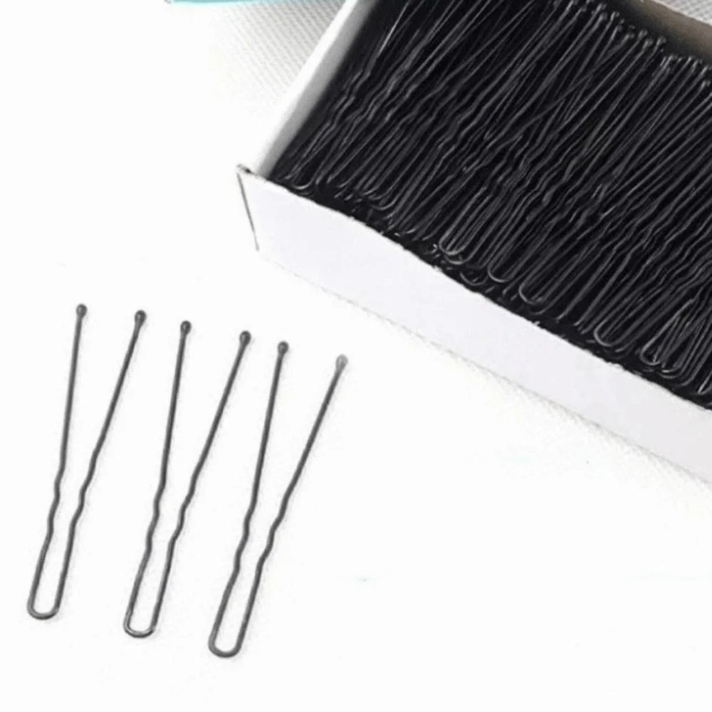 Fashion 500g Black Hair Clips Metal Invisible U-Shaped Bobby Pin Wavy Thickened Black Wave Barrettes Women