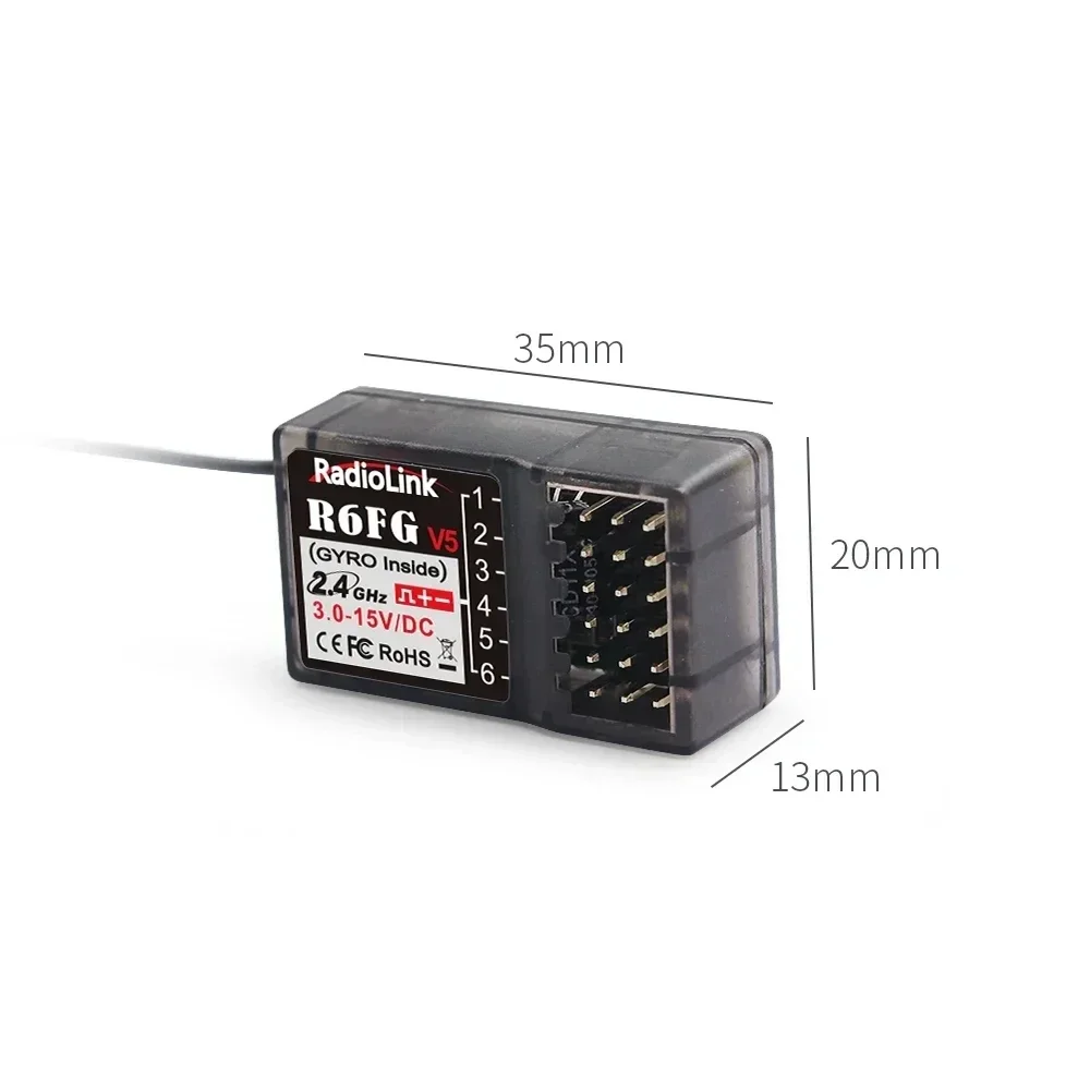 RadioLink RC4GS V3 2,4G 4CH 400M transmisor de control remoto de distancia y receptor interior de giroscopio R6FG para barco de coche RC