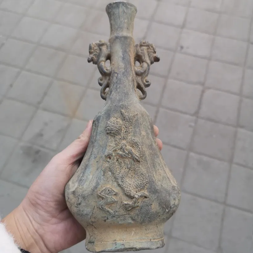 Chinese Copper Come From FOLK Collection Old Bronze Vase Double ear dragon