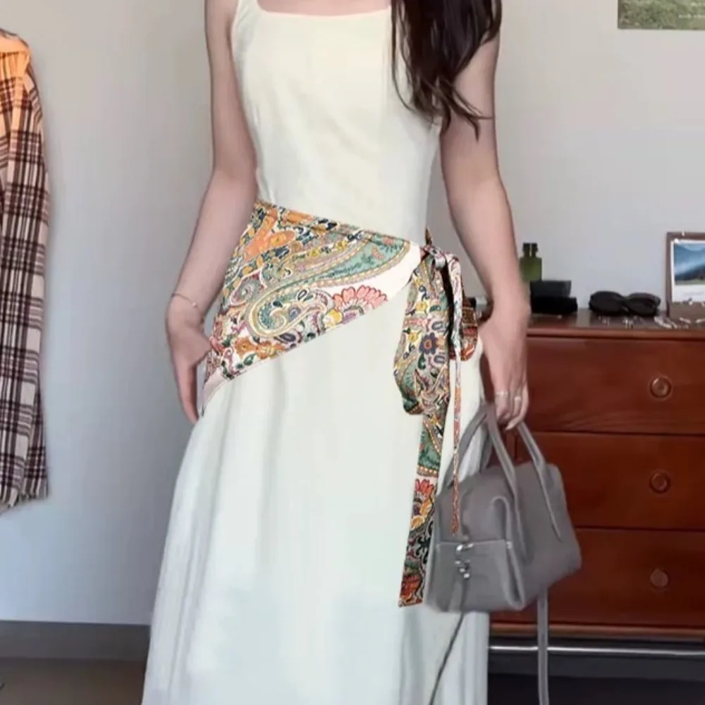 Chinese Style Ethnic Triangular Waistband Embroidered Printing Jeans Decor Floral Triangular Belt Exquisite Tassel