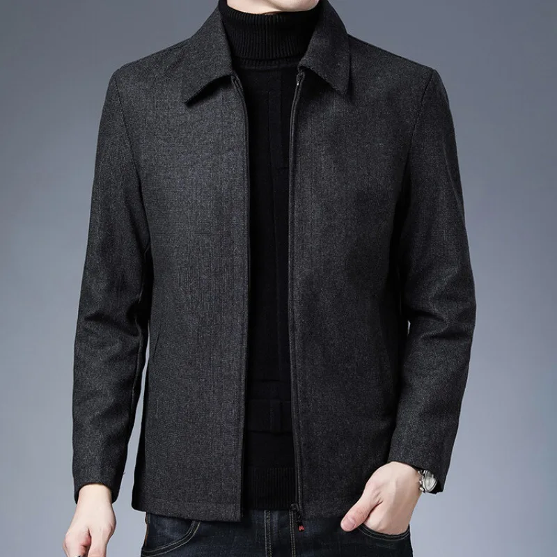 

High Quality Jacket Men Brand Casual Fashion Turn Down Collar Autumn Winter Mens Coat Fashion Jacket Solid Classic Men Clothing