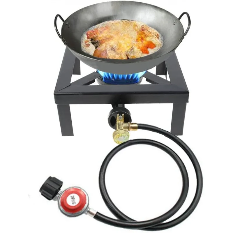 

Portable Single-Burner Outdoor Propane Stove with Adjustable 0-20Psi Regulator Hose – Ideal for Patio, Camping, BBQ, Home