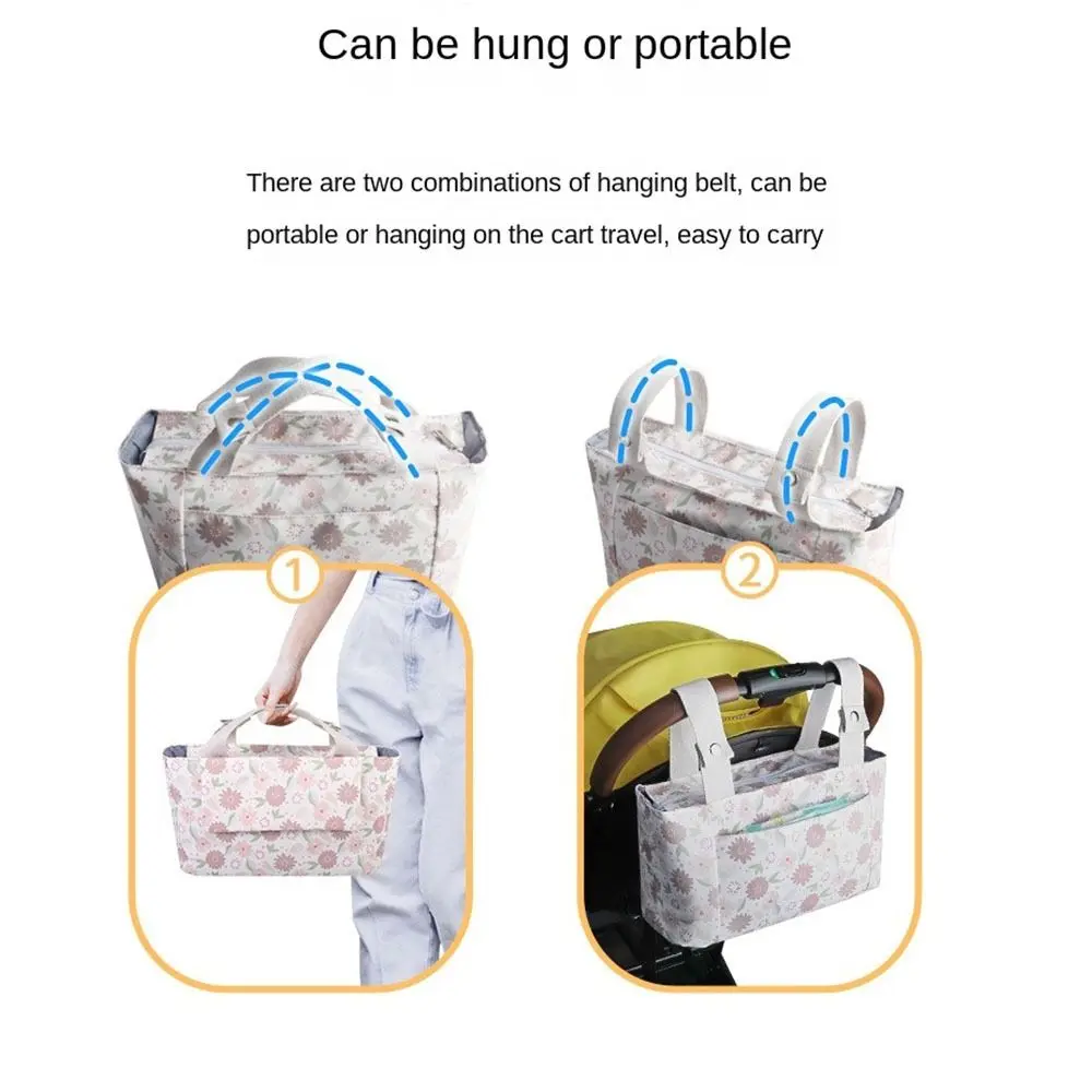 

Large Capacity Baby Stroller Bag With Multiple Pockets Oxford cloth Stroller Storage Hanging Bag Magnetic Button Hanging