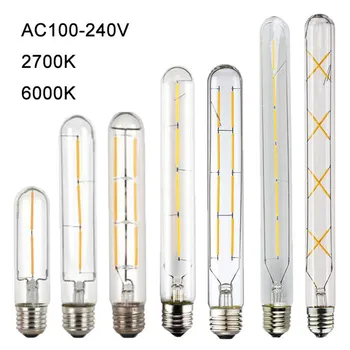 LED 필라멘트 전구, 관형 에디슨 전구, 긴 튜브, LED 전구, 100-240V, 6000K, 110V, 120V, 6500K, T10, T185, T225, T30, T300, 4W, 6W, 8W 