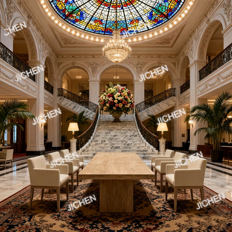 

Modern Hotel Dining Furniture Set Luxury Apartment Dining Table Chair Villa Dining Furniture Set