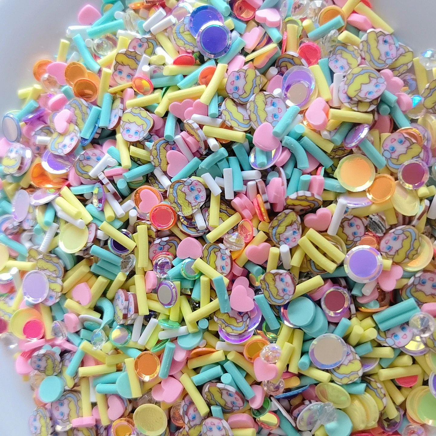 5mm Colorful Princess Heart Round Confetti Polymer Clay Slices Mixed Sprinkles for Slime Handcraft DIY