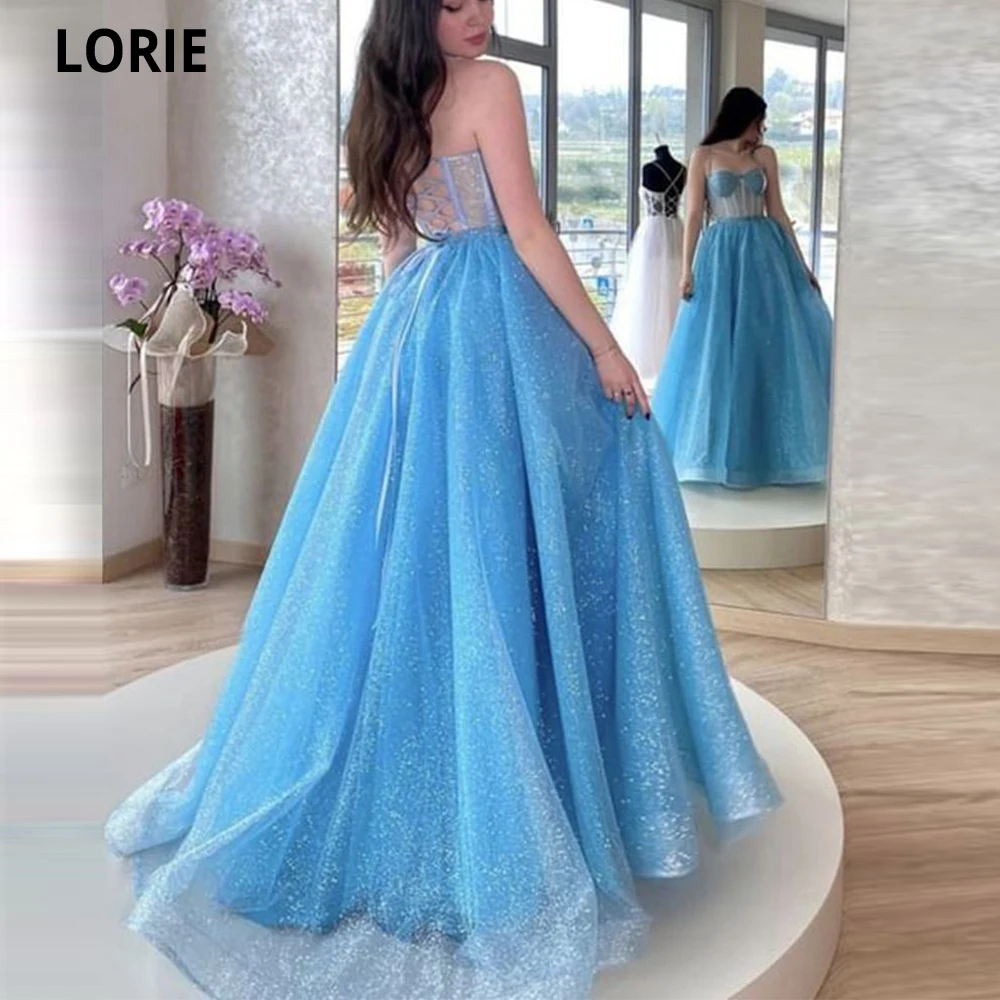 

LORIE Glitter Tulle Prom Dresses Elegant A-line Evening Gowns Halter Strap Sweetheart Party Dress Vestidos De Ocasión Formales