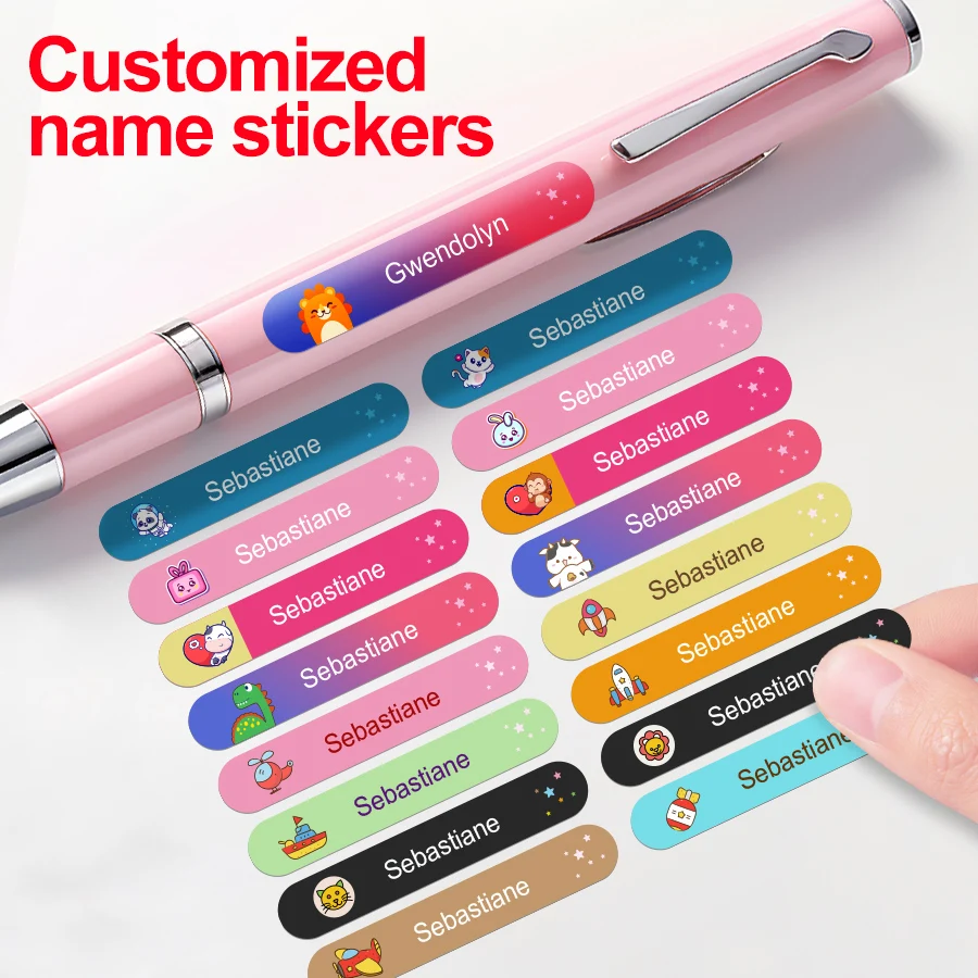 

colorful custom name sticker waterproof Personalized for kids baby toys logo Blemish concealment Covering scratches on items