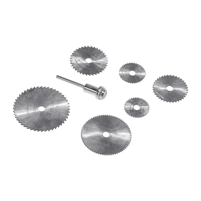 7 szt. Mini zestaw piły tarczowe ze stali szybkotnącej z trzpieniem 3.17mm tarcze tnące do szlifowania cięcia HSS narzędzie obrotowe