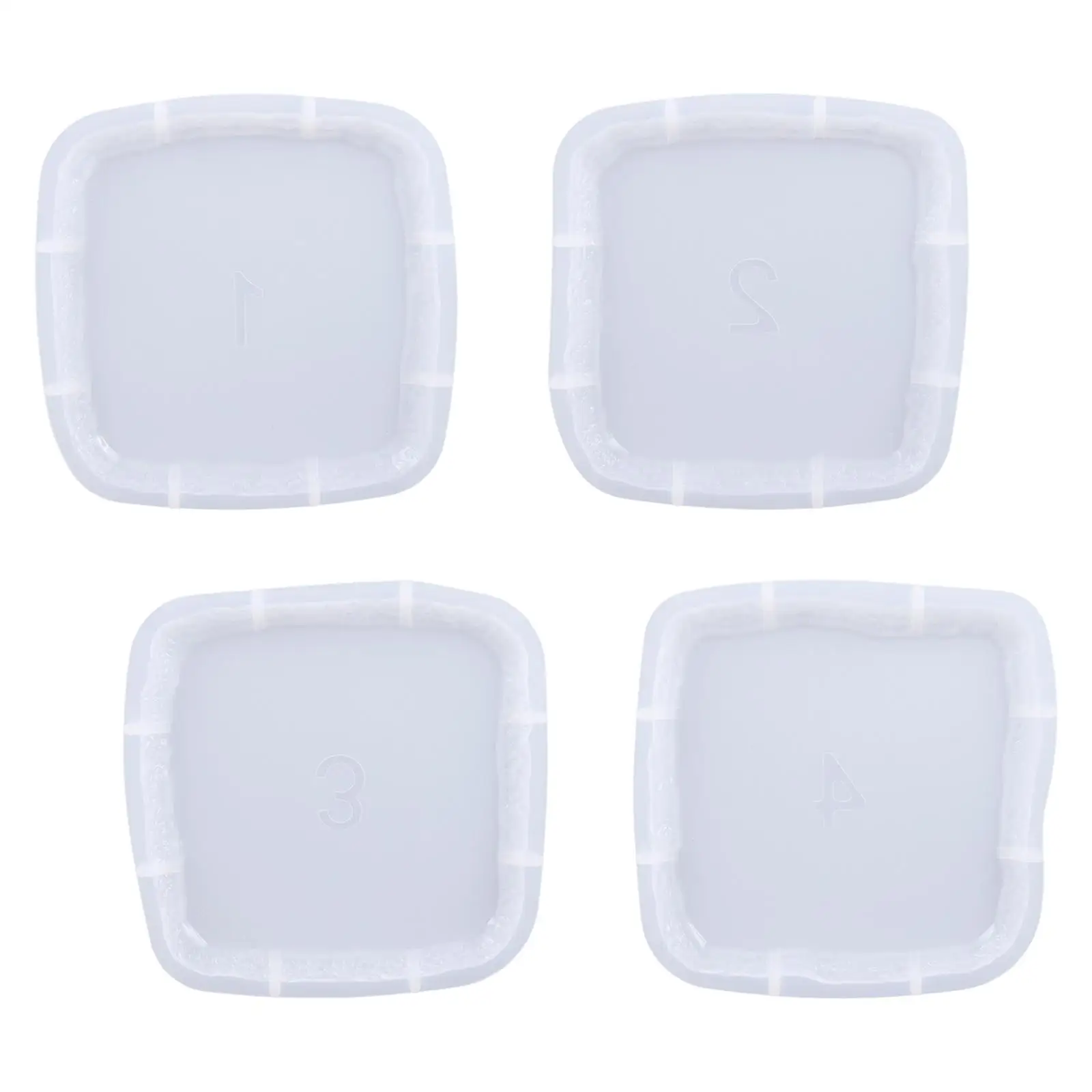 

4x Coaster Resin Casting Silicone Model, DIY Epoxy Pad Cup Mat Tool Tray for