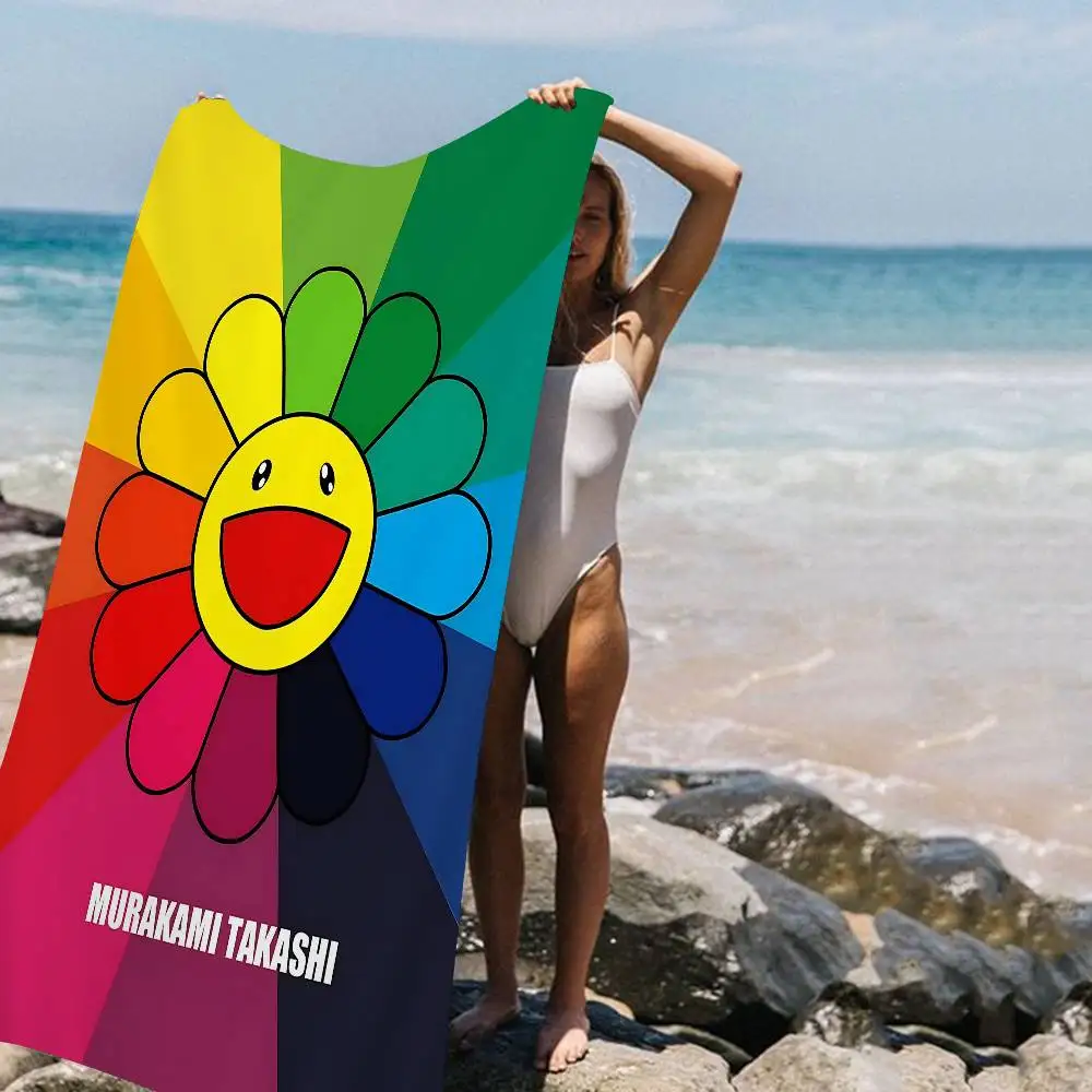 Takashi Murakami Flower Sunflower Microfiber Beach Towel Absorbent Quick dry Soft Yoga Swimming Resort Mountain Climbing Towel
