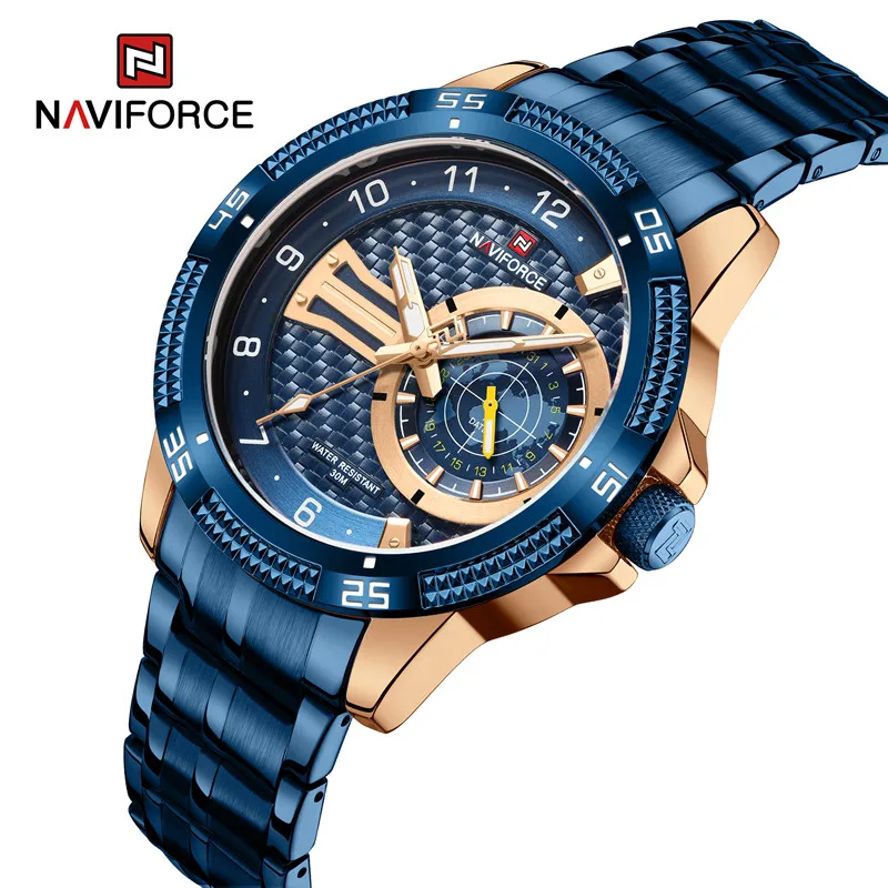 Original Brand NAVIFORCE Men\'s Wristwatch Fashion Casual Stainless Steel Strap Waterproof Male Quartz Calendar Watches 2023 New